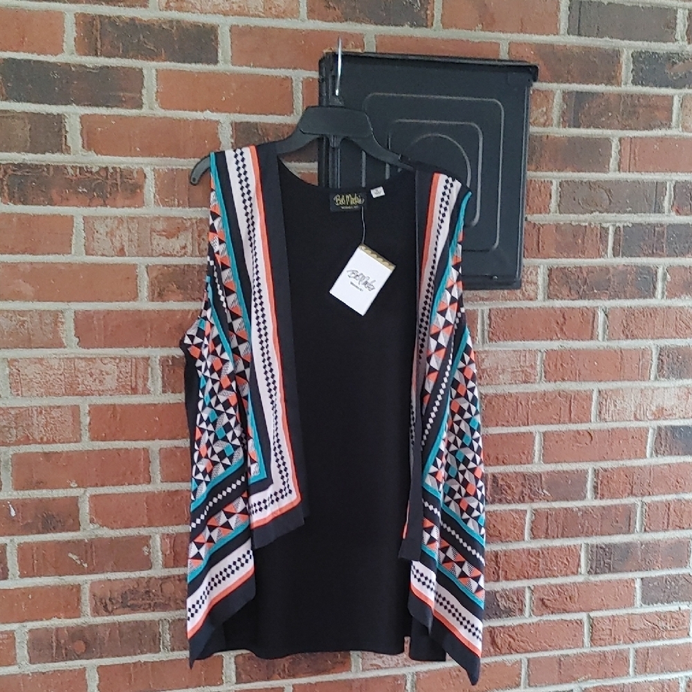 Bob Mackie Waterfall Sleeveless Cardigan Size XL